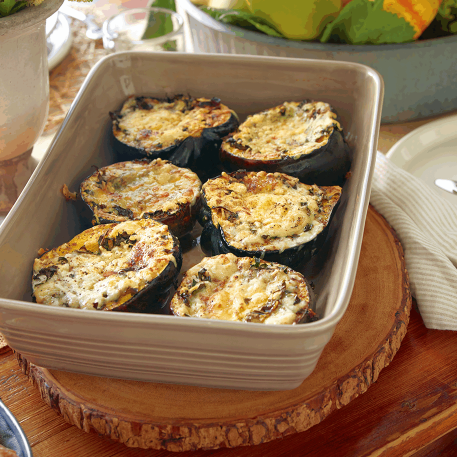 Kale Gratin Stuffed Squash, Recipe and Photo Courtesy of Dairy Farmers of Wisconsin