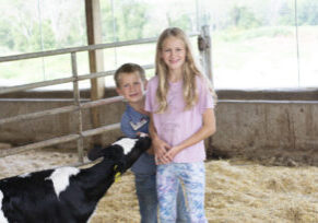 Ringa-Lea Farms children with calf
