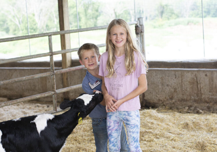 Ringa-Lea Farms children with calf