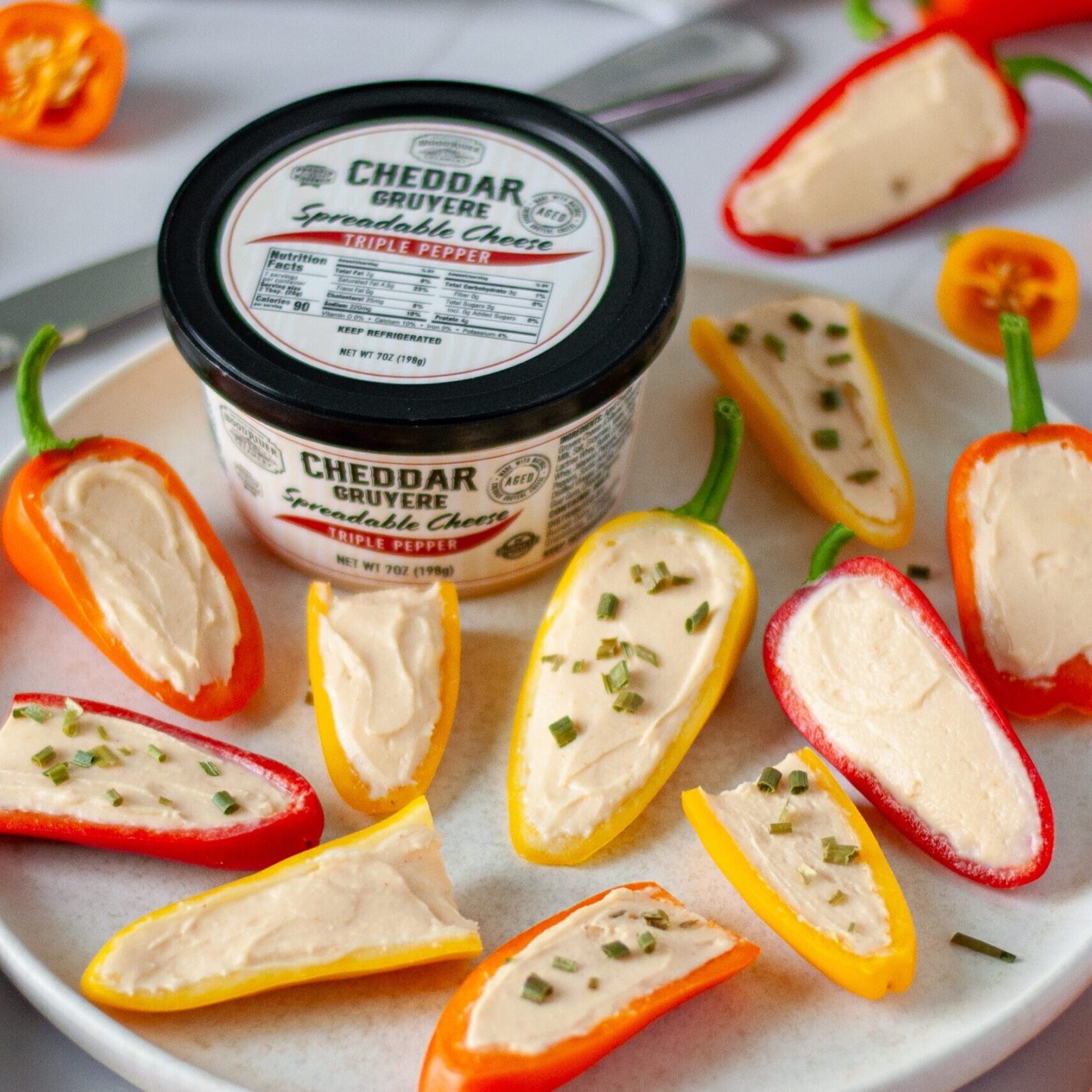 Triple Pepper Cheese Stuffed Mini Peppers, Recipe and Photo Courtesy of Our Love Language is Food